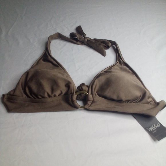 Mossimo Swim Bikini Top M Halter Brown Metalic - Picture 1 of 13